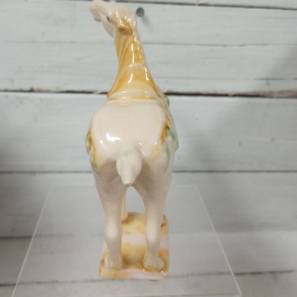 Vintage Chinese Tang Dynasty Style Sancai Crackle Glazed Pottery War Horse Figur - Picture 4 of 8